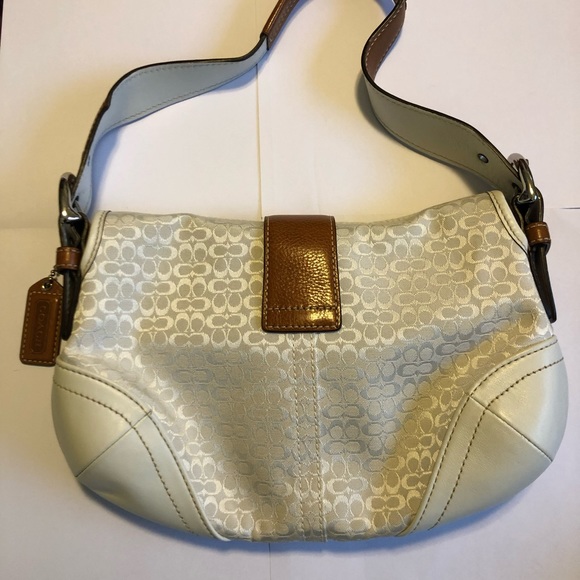 Coach White & Dark Brown Leather Shoulder Bag - Picture 2 of 8